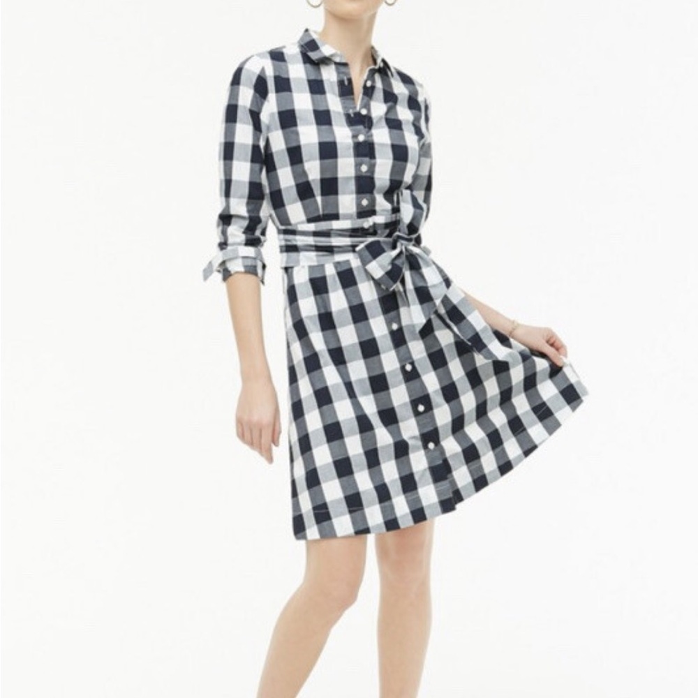 J.Crew Plaid Button-Down Shirt Dress with Belt | Size 2